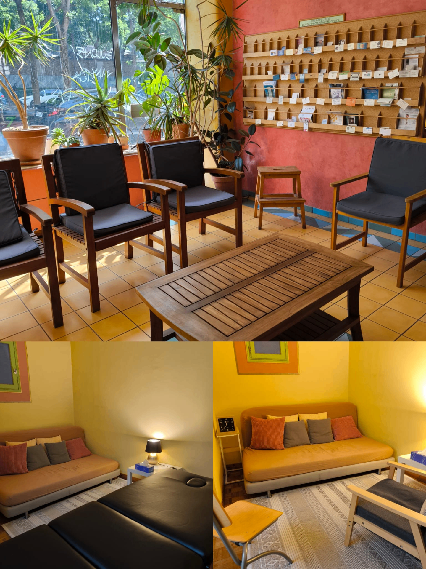 Salle d'attente et espaces de séance du cabinet