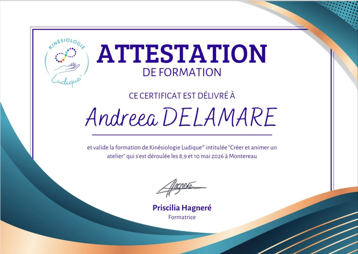 Attestation de formation Kinésiologie Ludique®